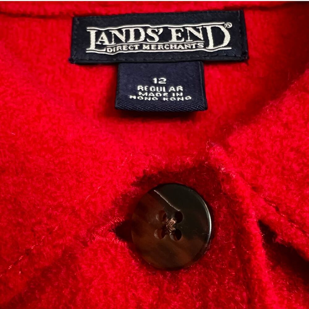 Lands’ End Wool Button Front Red Jacket Classic S… - image 6